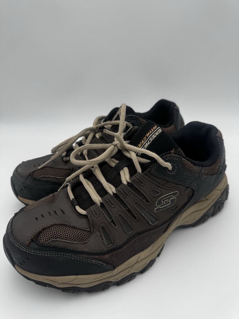 Skechers Afterburn Men’s Size 11 EW Extra Wide Brown Black Walking Sneakers